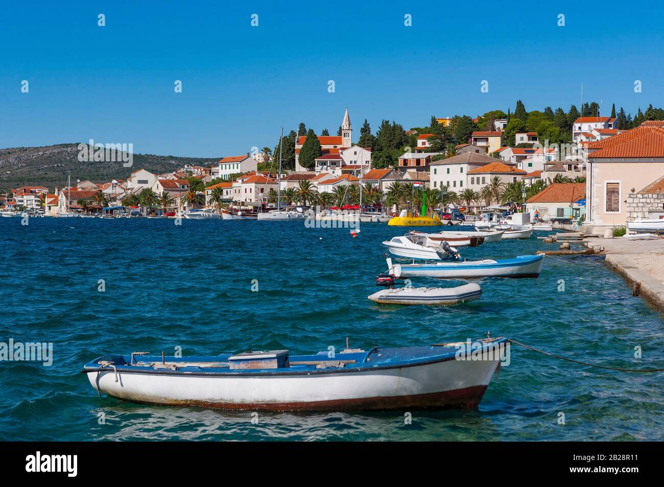 Fishing boats in port,Rogoznica, Croatian Adriatic coast, Central Dalmatia, Dalmatia, Croatia Stock Photo