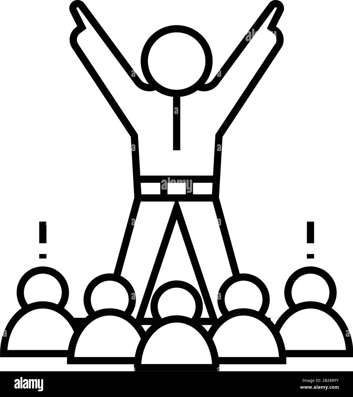Rising leader line icon, concept sign, outline vector illustration