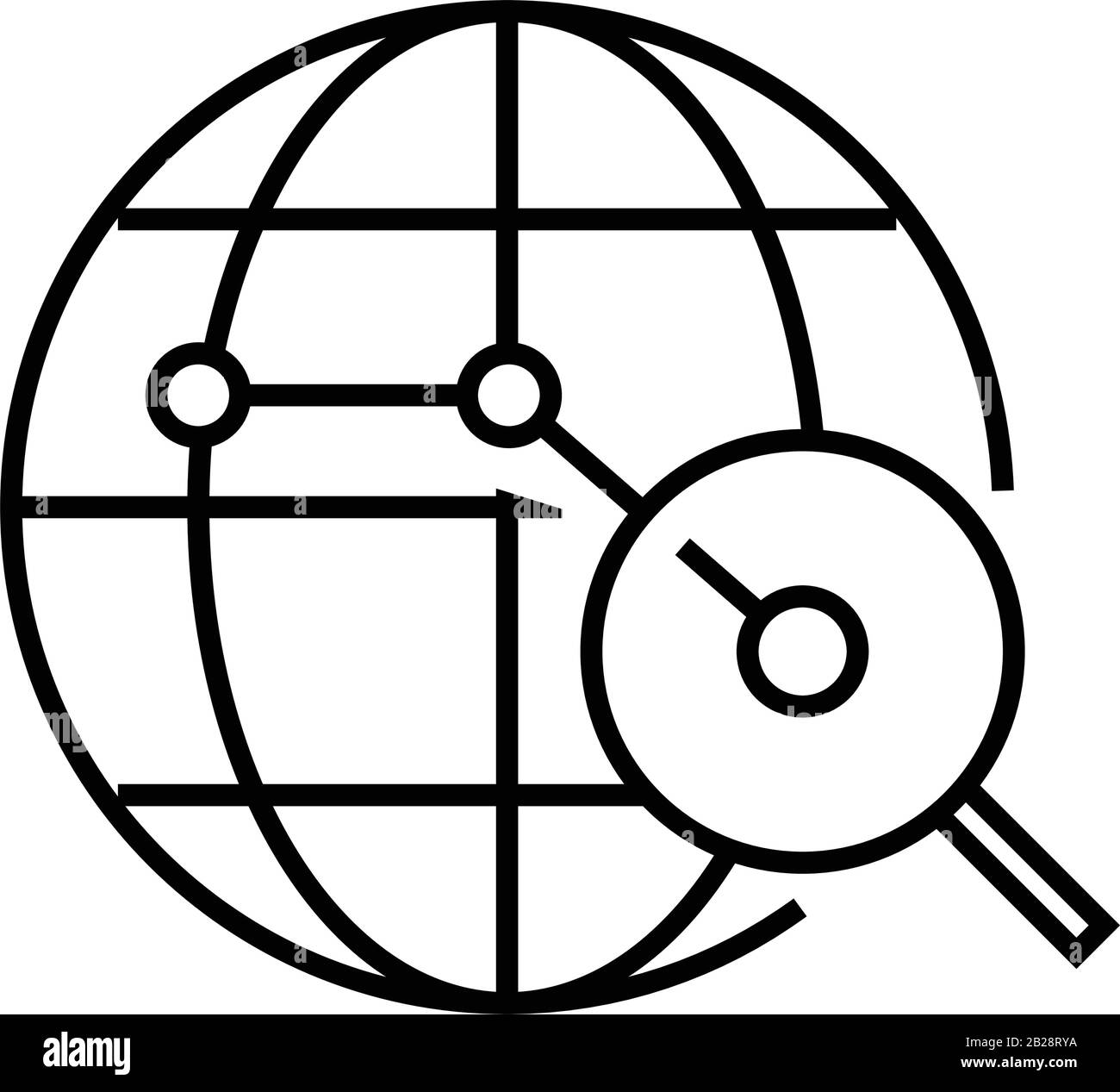 Searching network line icon, concept sign, outline vector illustration ...