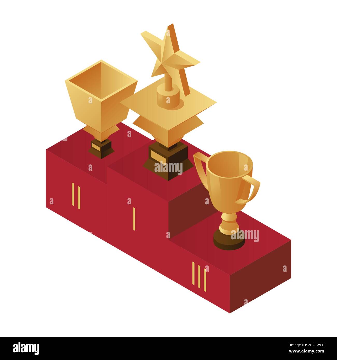 Golden cups on the podium, first, second and third place vector ...