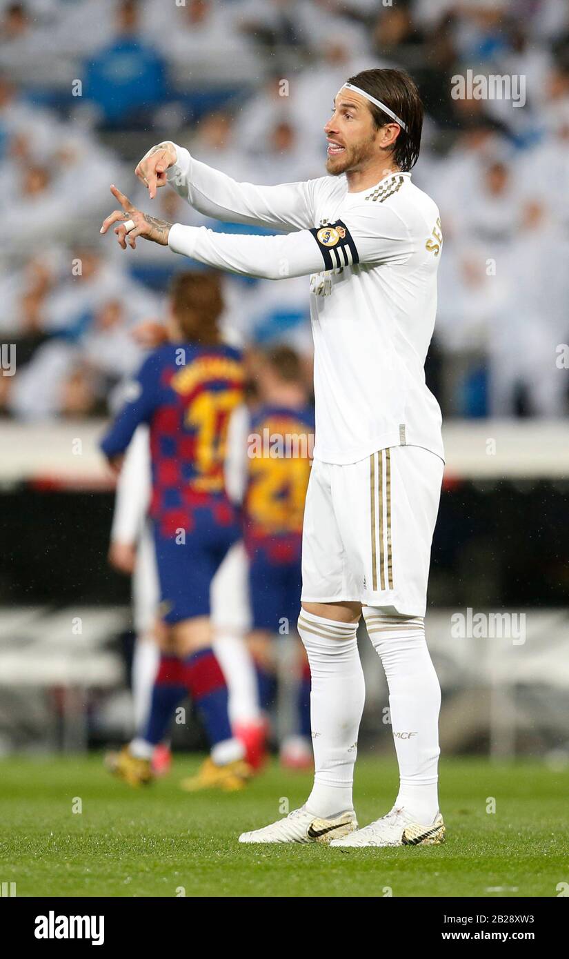 Madrid Spain 01st Mar Real Madrid Cf S Sergio Ramos During Real Madrid Vs Fc Barcelona La Liga Match On March 01 At Santiago Bernabeu Stadium In Madrid Spain Photo Cesar
