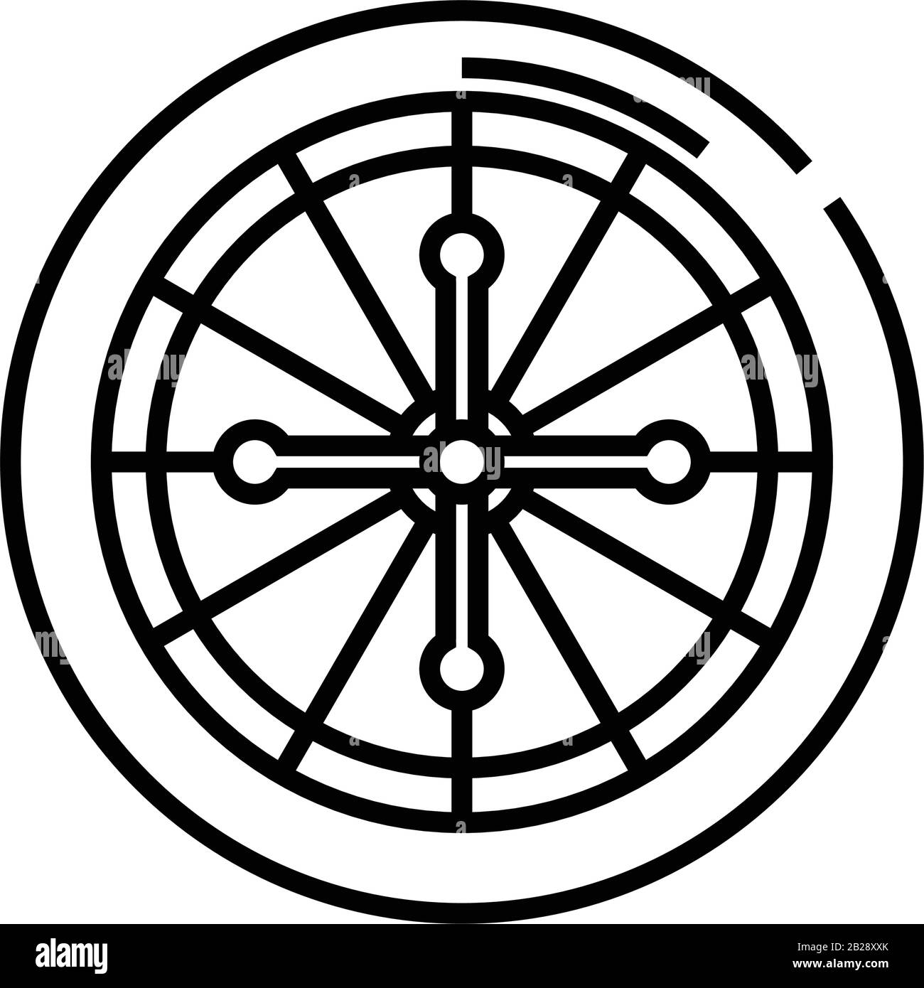 Roulette game line icon, concept sign, outline vector illustration