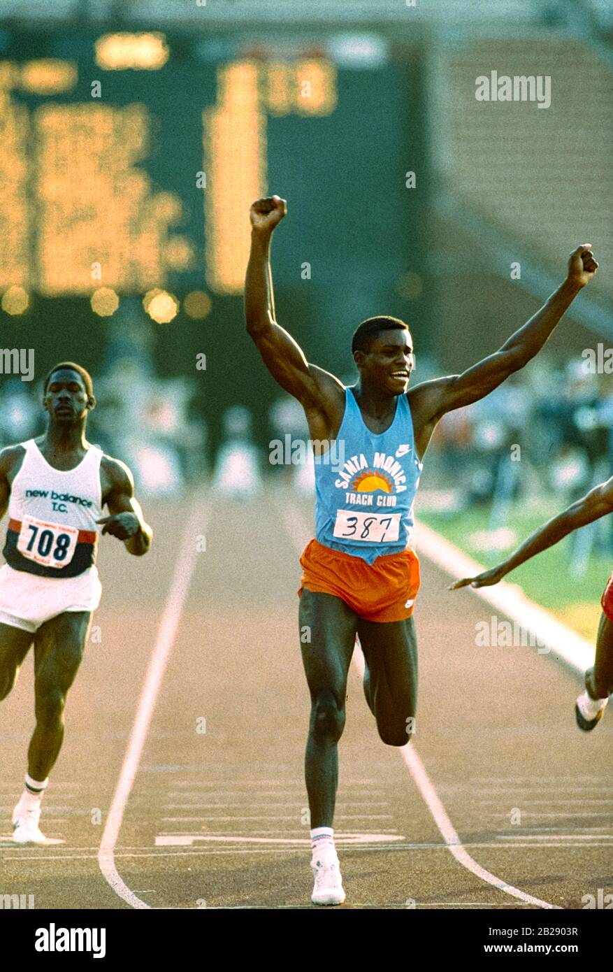 Carl Lewis winning the 100m final at the 1984 US Olympic Track and
