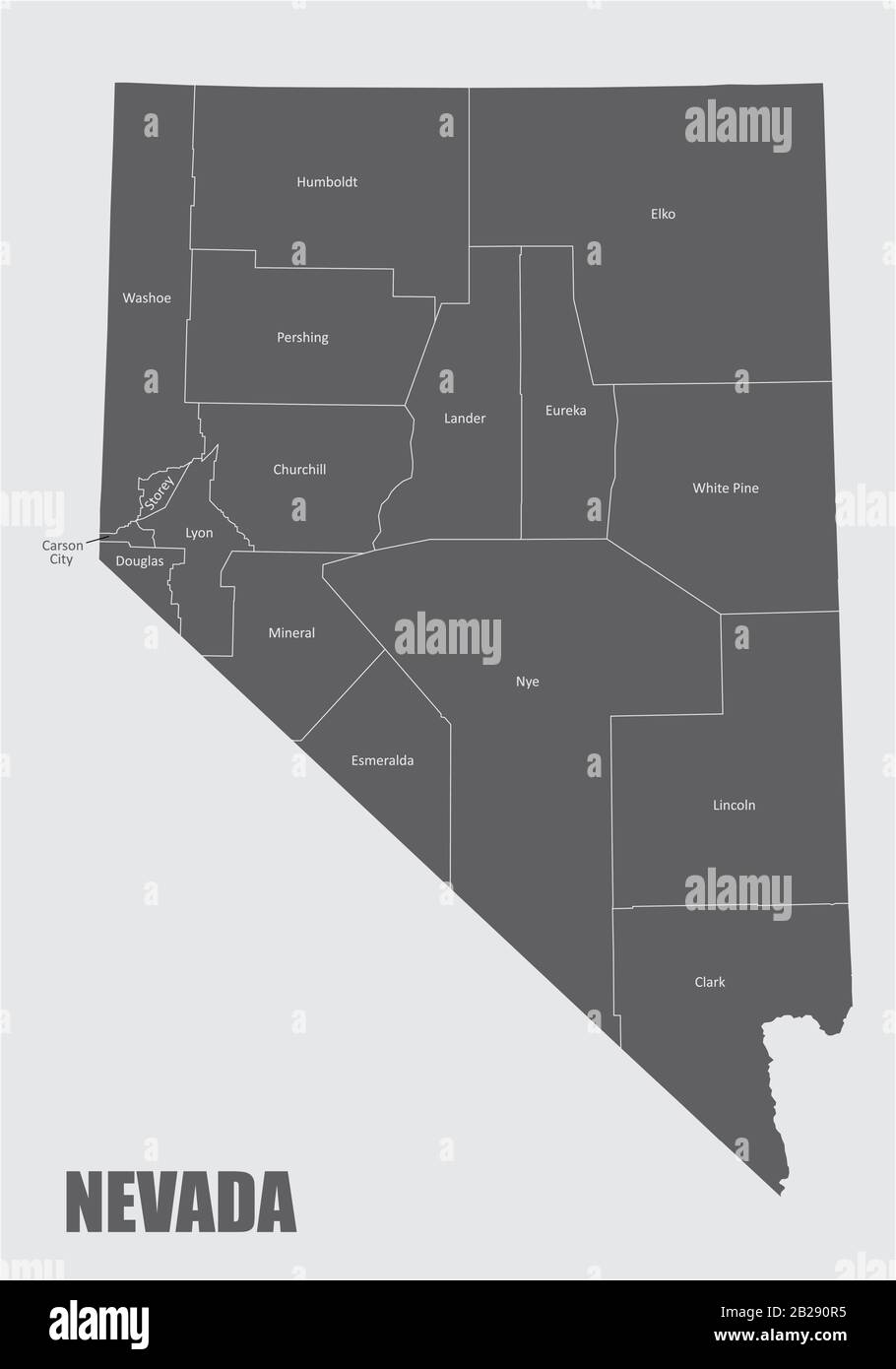 Nevada counties map Stock Vector Image & Art Alamy