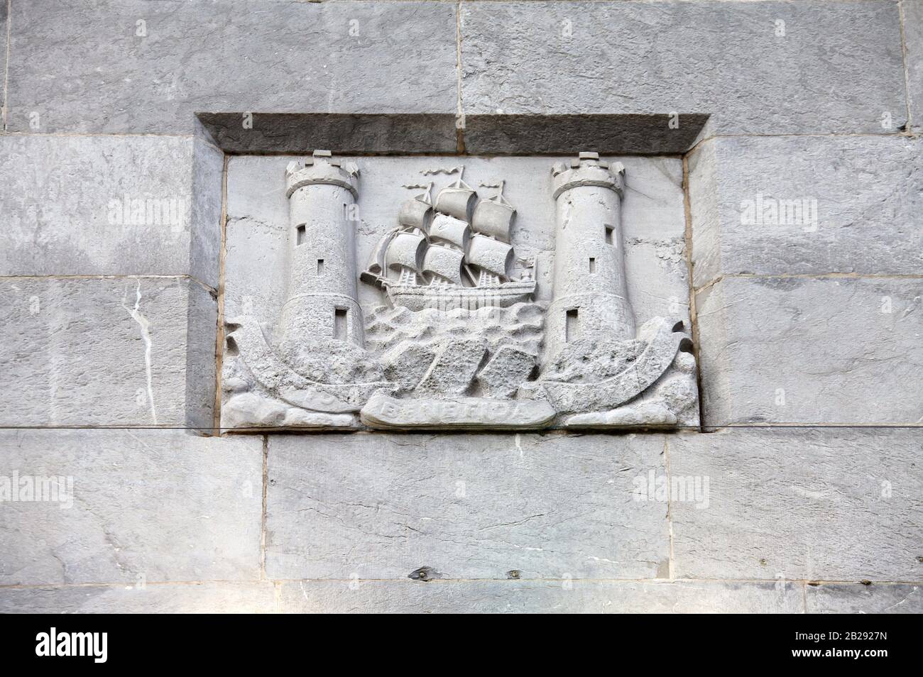 Carved stone coat of arms at Cork in Ireland Stock Photo Alamy