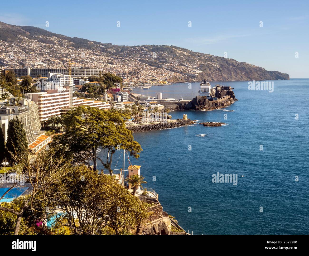 View of Funchal Bay from the terrace of Belmond Reid's Palace (a.k.a. Reid's Palace) a historic