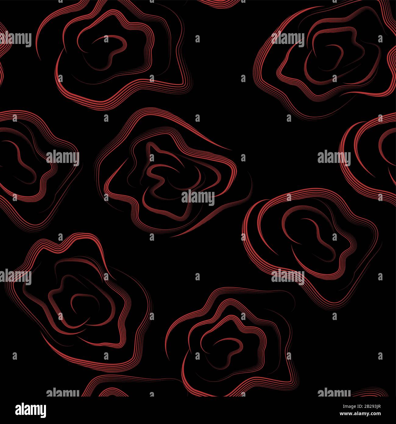 Red rose. Beautiful seamless pattern on black backdrop. Flower seamless pattern. Stock Vector