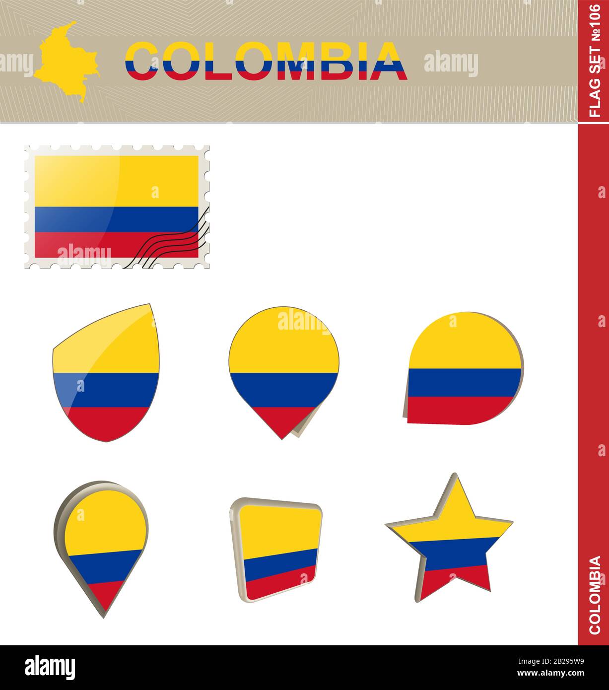 Colombia Flag Set, Flag Set #106. Vector Stock Vector Image & Art - Alamy