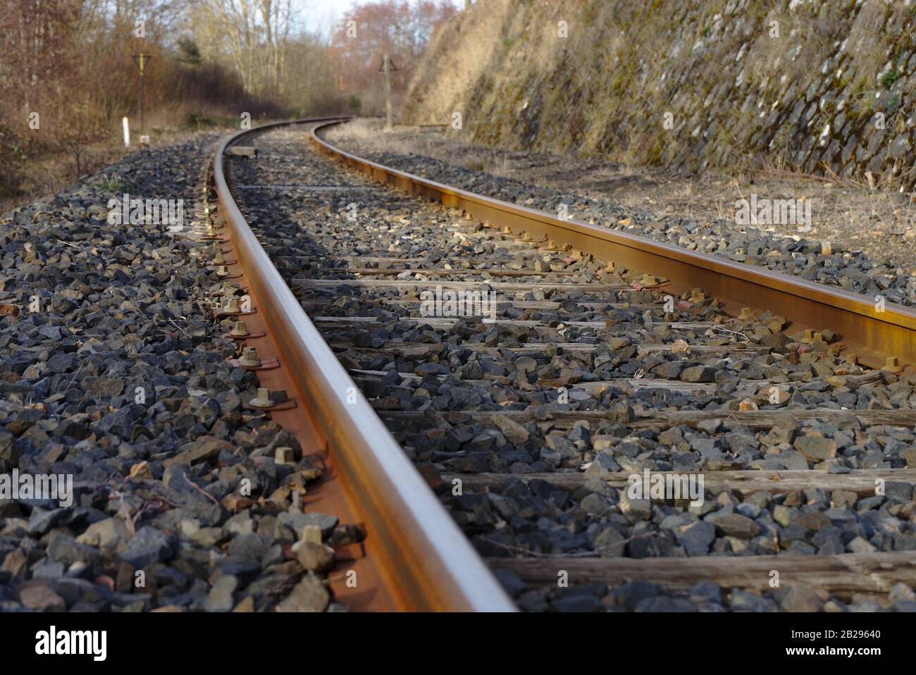 railway tracks abandoned in perspective Stock Photo