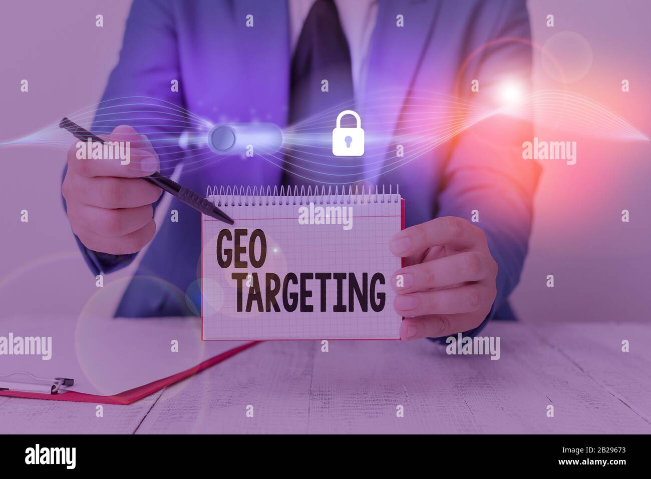 Writing note showing Geo Targeting. Business concept for method of ...
