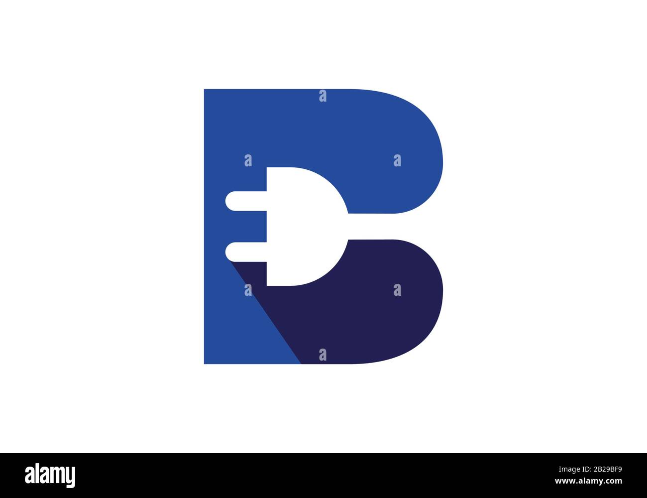 Initial B letter logo with plug sign symbol, Electricity company logo concept Stock Vector