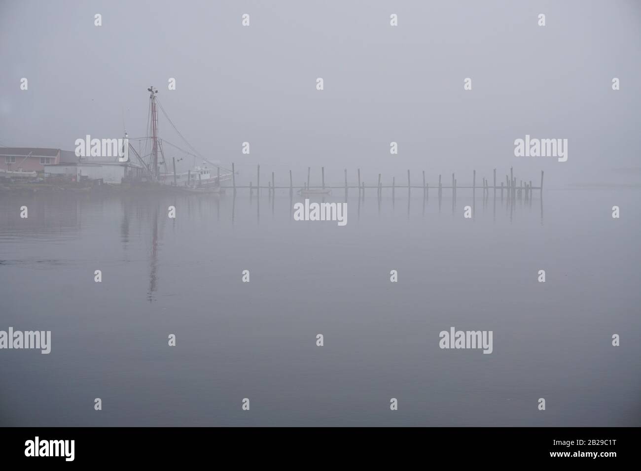 Foggy afternoon near the water front in Swansboro. Stock Photo
