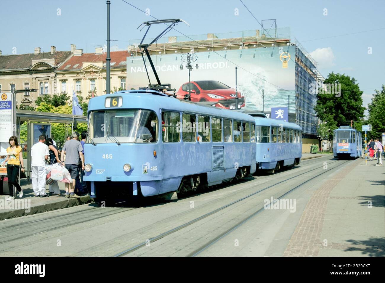 ZAGREB, CROATIA - JUNE 1, 2008: Tatra T4YU tram, belonging to the Zagreb Tramway system, also called zagrebacki elektricni tramvaj, on the glavni kolo Stock Photo