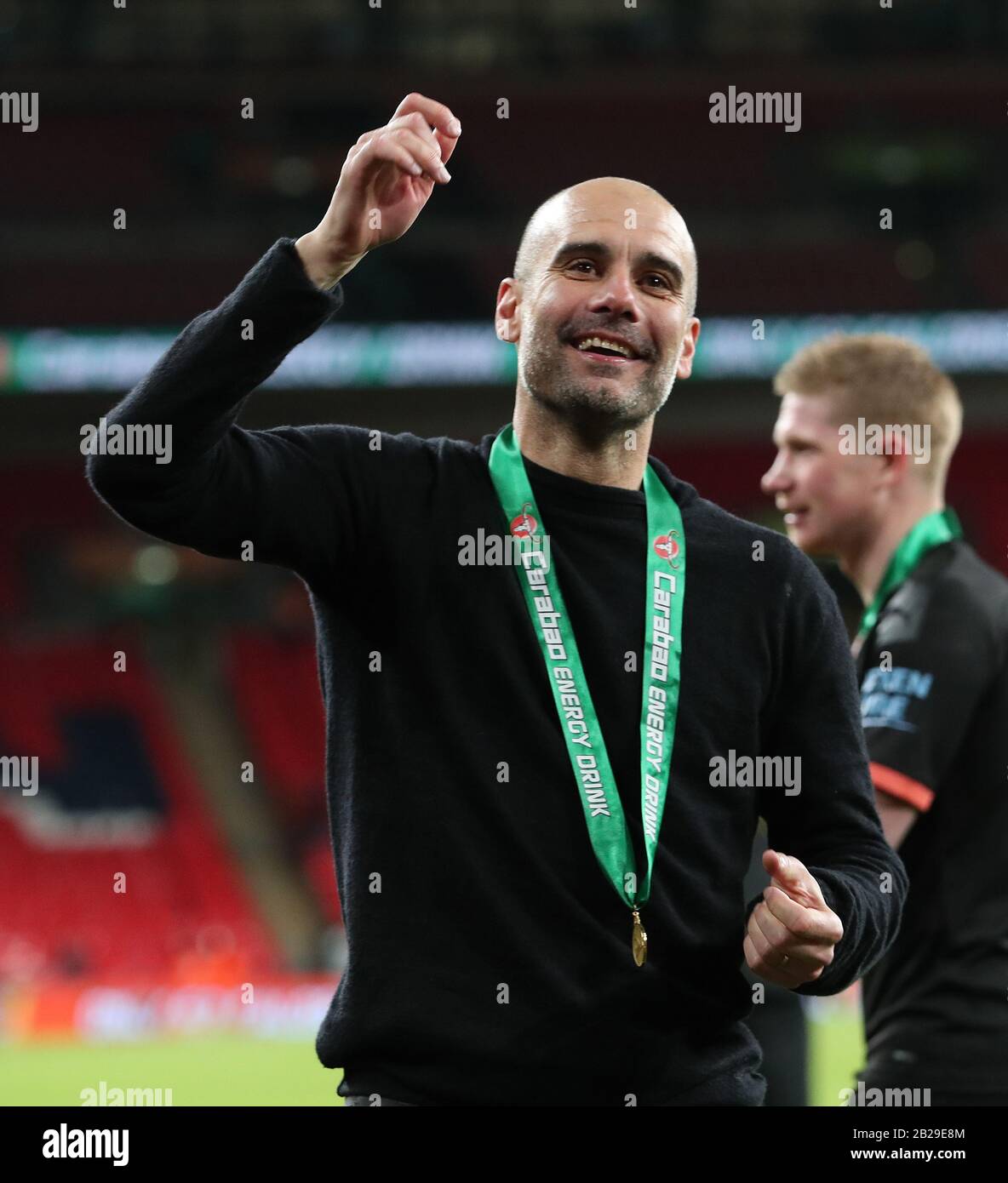 London Uk 1st Mar 2020 Manchester City S Manager Pep Guardiola Celebrates Victory After The Efl League Cup Final Match Between Aston Villa And Manchester City At Wembley Stadium In London Britain On