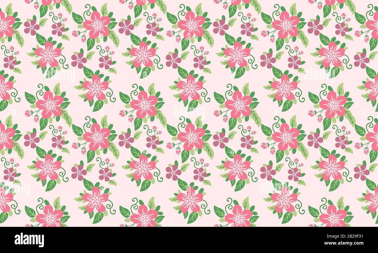 Beautiful wallpaper for spring, with seamless leaf and floral pattern ...