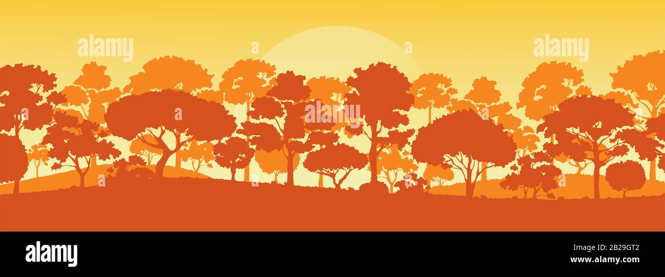 forest trees silhouettes , nature landscape background Stock Photo - Alamy