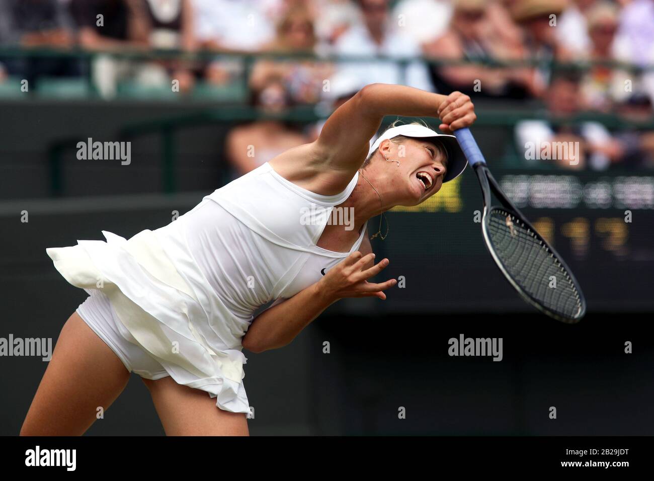 24 June, 2010: Wimbledon, UK: Maria Sharapova in action during her second round match against Joana Raluca Olaru of Romania during the 2010 Wimbledon Championships Stock Photo