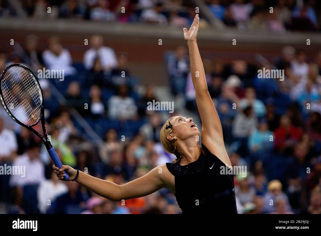 Maria Sharapova in action during her 2006 US Open victory at Flushing Meadows, New York. Sharapova, a five time grand slam champion, and one of the highest earning female athletes, announced her retirement from competitive tennis  this week. Stock Photo