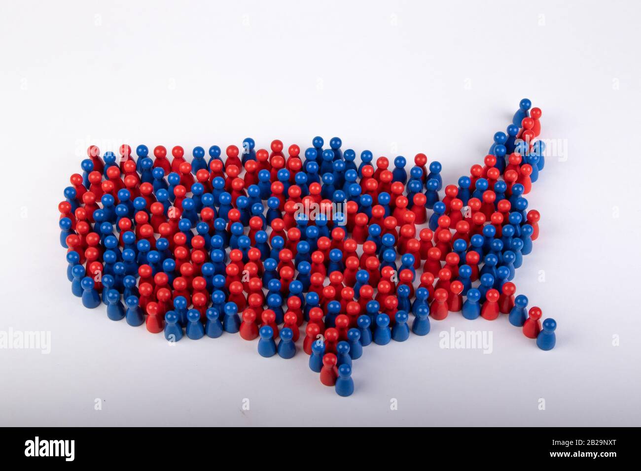 Map of Untited states of America in national flag colors, build with