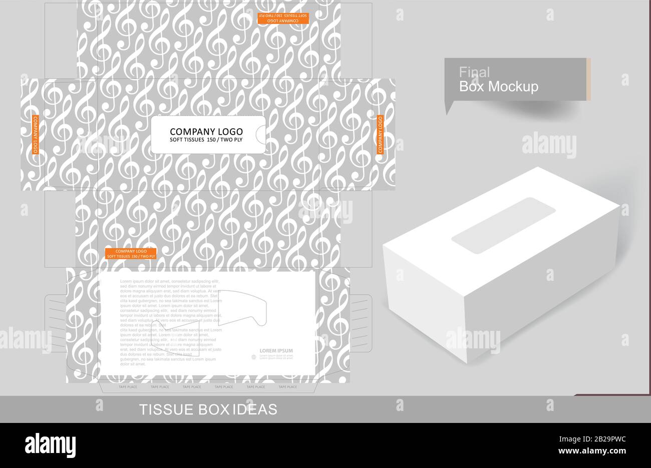 Download Free Abstract Music Notes Pattern On Tissue Box Template For Creative Business Purpose Place Your Text And Logos And Ready To Go For Print Stock Vector Image Art Alamy PSD Mockup Template
