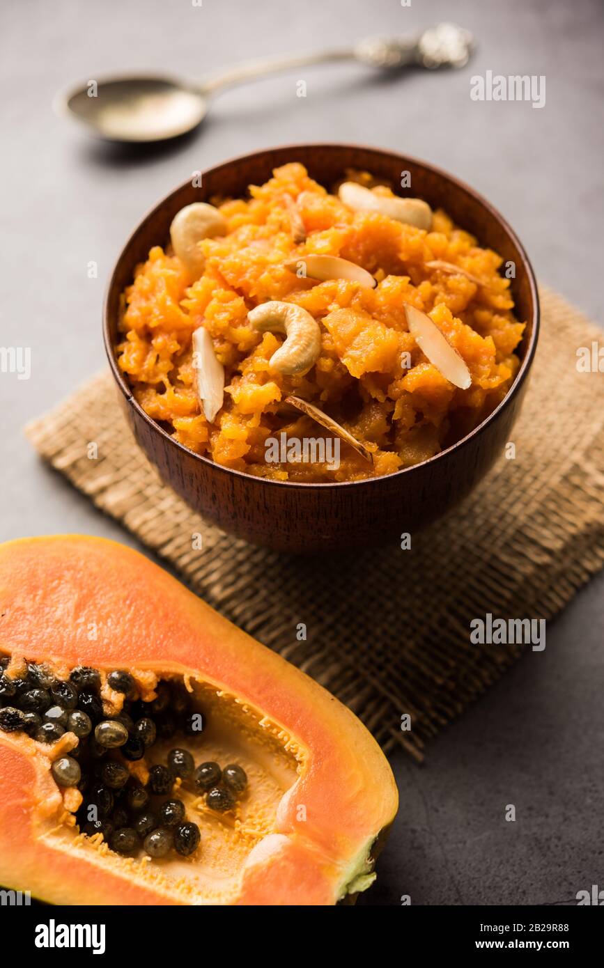Papita or Papaya Halwa is a tasty indian sweet recipe Stock Photo Alamy