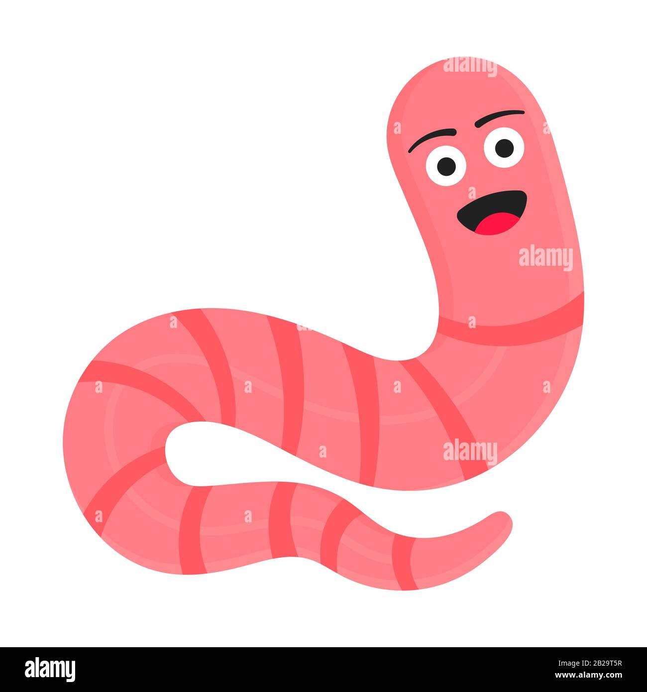 Earthworm cartoon character icon sigh. Worm with face expression