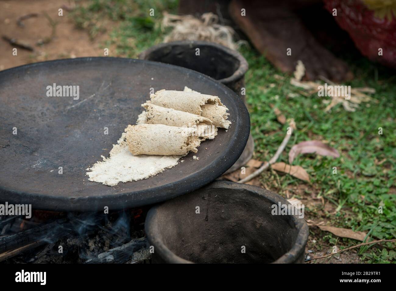 Making of false banana breadkocho from the enset plant in a village in southern Ethiopia