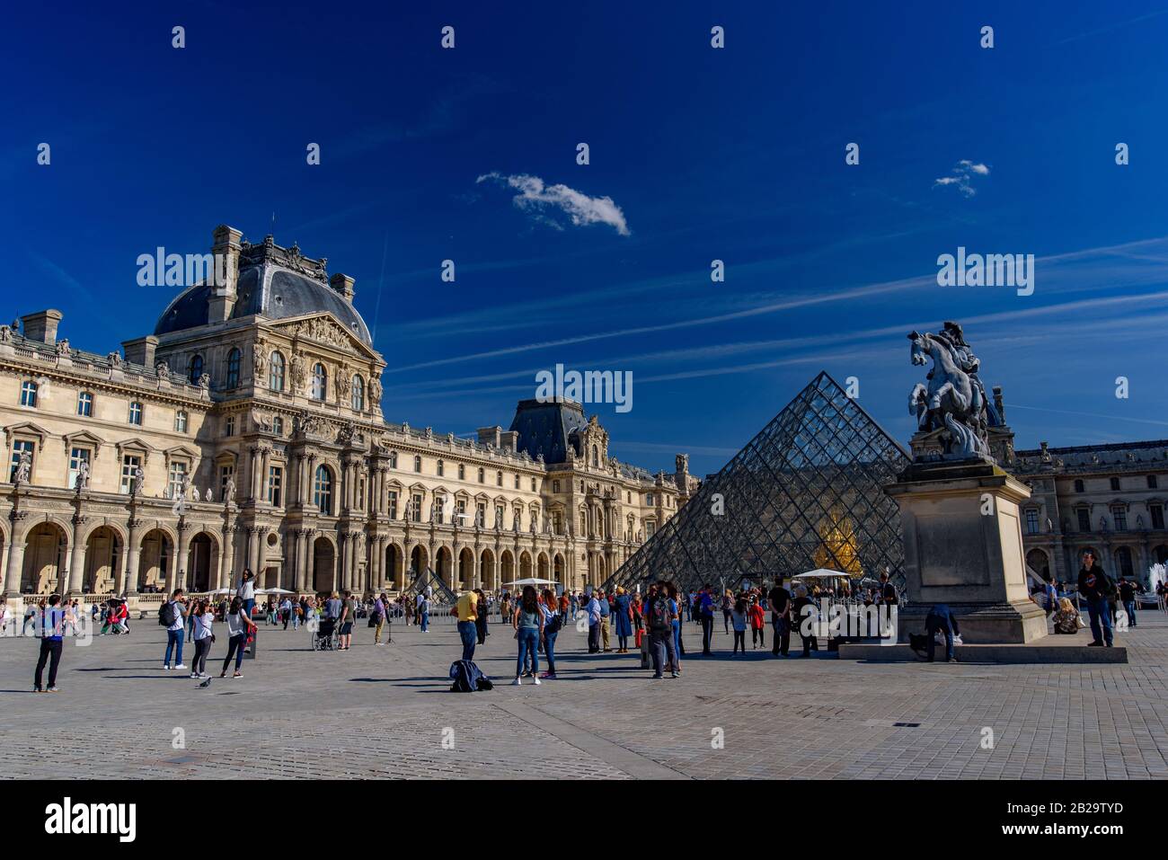 Louvre Museum (Musée du Louvre) with Pyramid, Paris, France Stock Photo