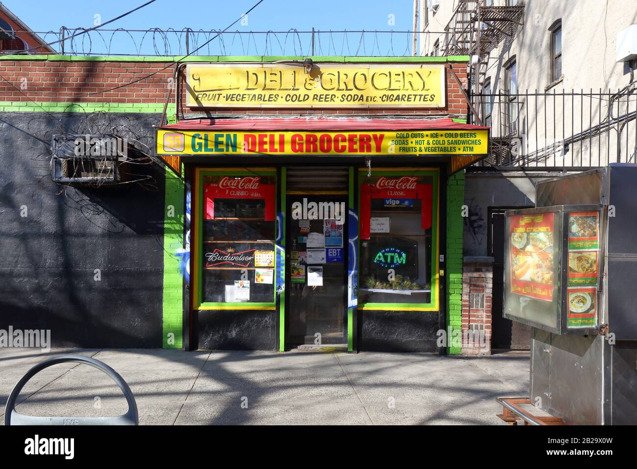 Glen Deli & Grocery, 55 Hegeman Ave, Brooklyn, NY. exterior storefront of a bodega in Brownsville. Stock Photo