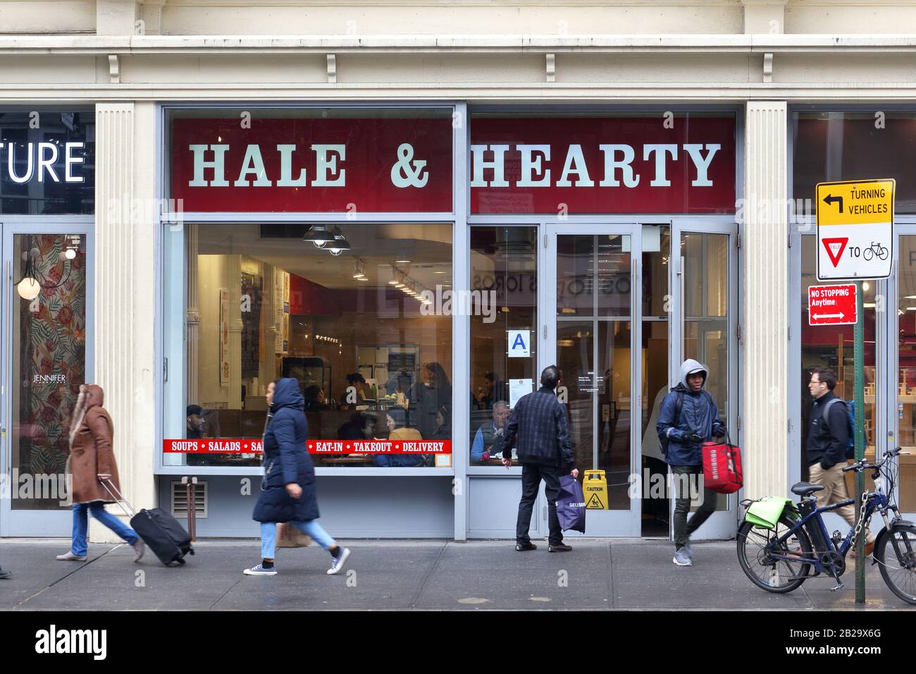 [historical storefront] Hale & Hearty, 655 6th Ave, New York, NYC storefront photo of a soup and salad shop in Manhattan's Chelsea neighborhood. Stock Photo