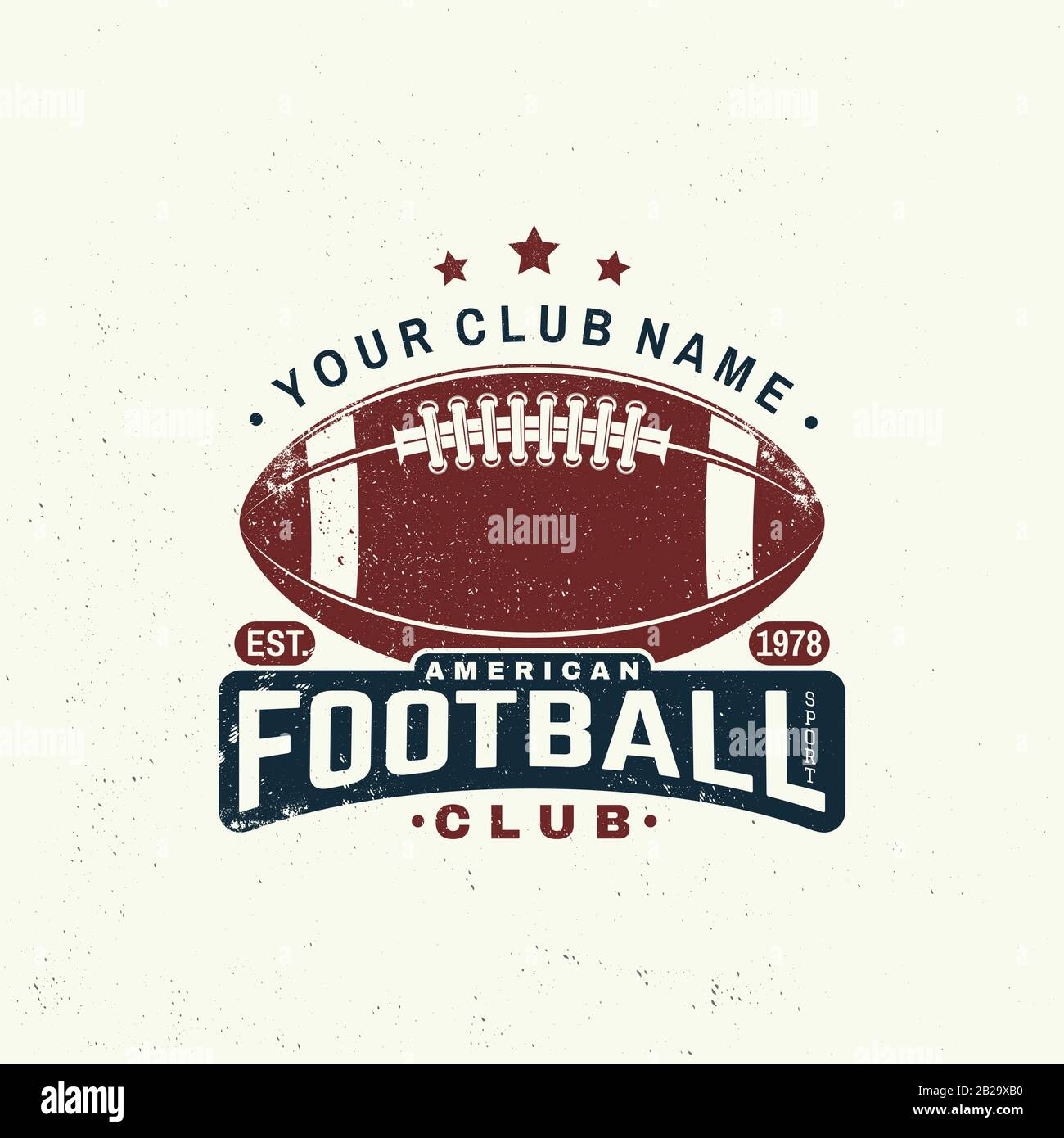 American football or rugby club badge. Vector illustration. Concept for shirt, logo, print, stamp, tee, patch. Vintage typography design with american football ball silhouette Stock Vector