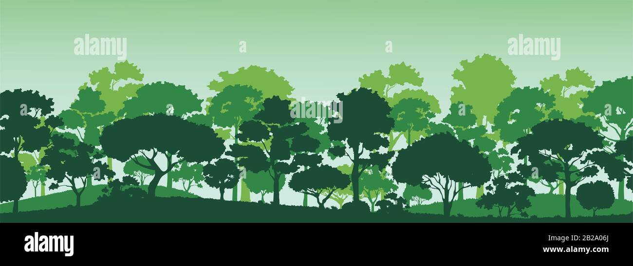 forest trees silhouettes , nature landscape background Stock Photo - Alamy