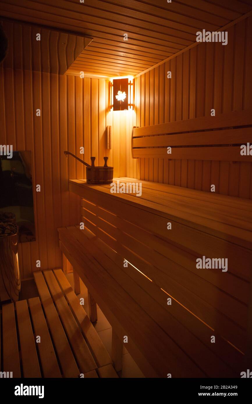 Traditional Wooden Dry Steam Room In Country House Stock Photo Alamy