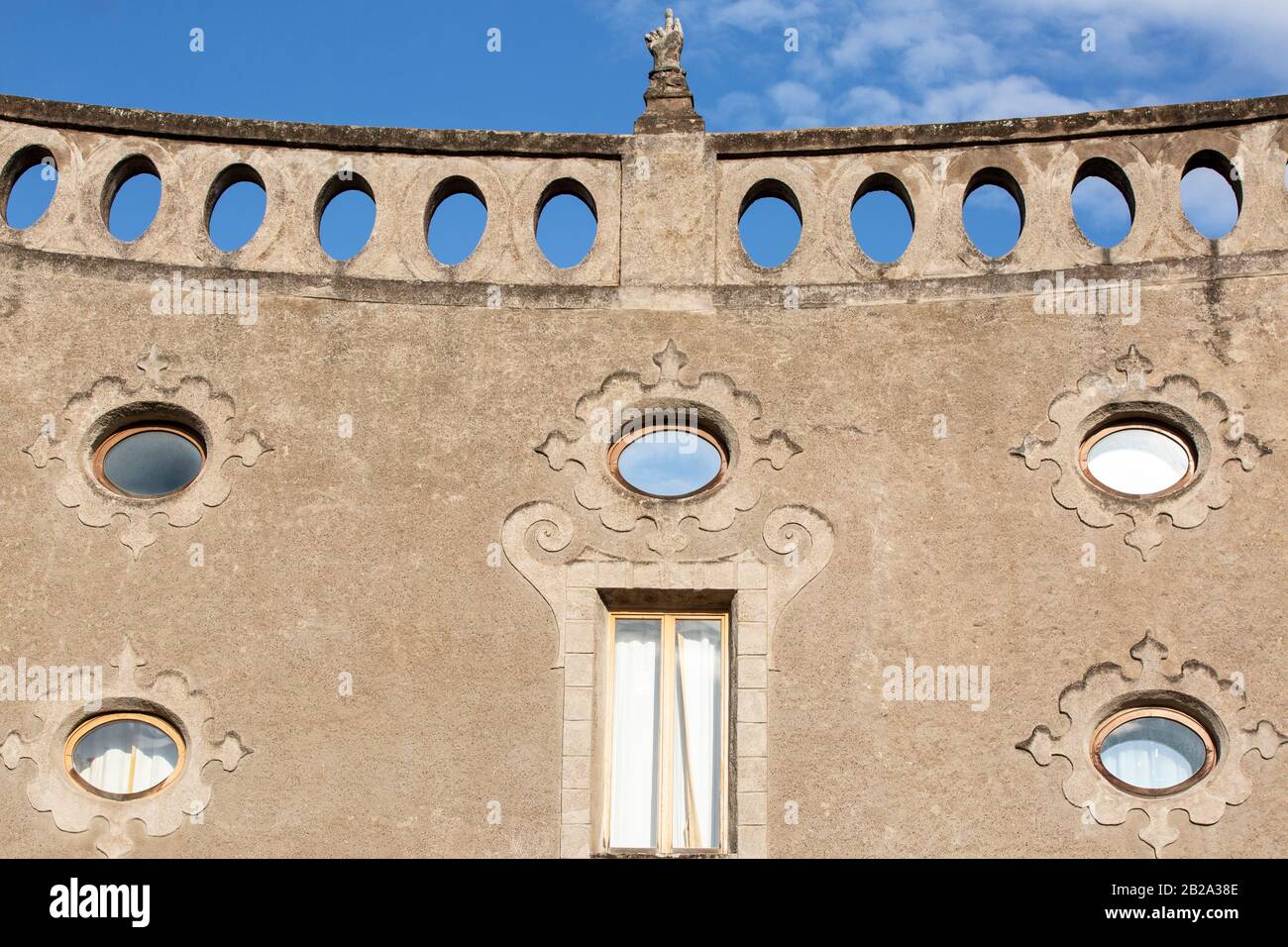 Rome ancient palace with round glass photographed frontally Stock Photo