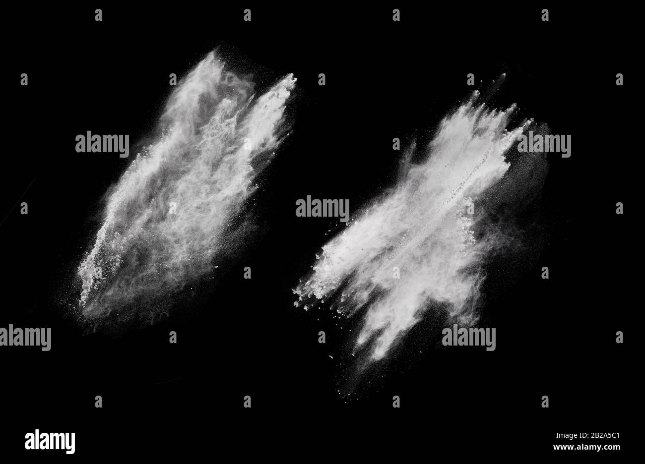 White powder explosion isolated on black background Stock Photo - Alamy