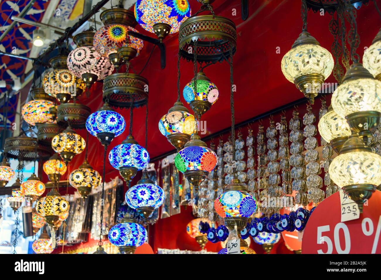 Glass lanterns on sale at the Grand Bazaar, Istanbul, Turkey Stock Photo