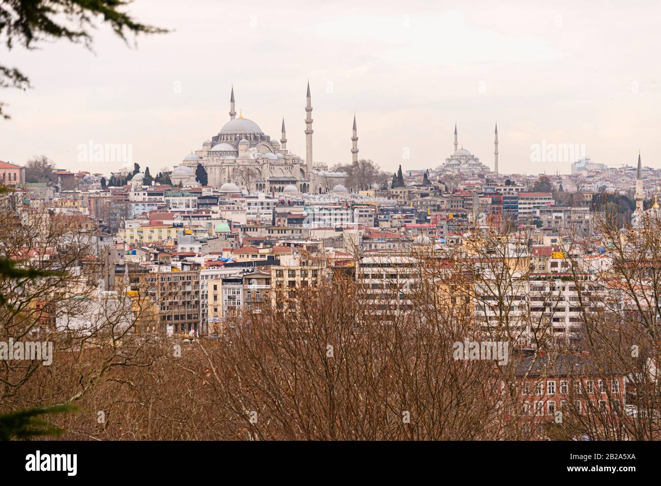 Cityscape of mosques, minaretes and other buildings, Istanbul, Turkey Stock Photo