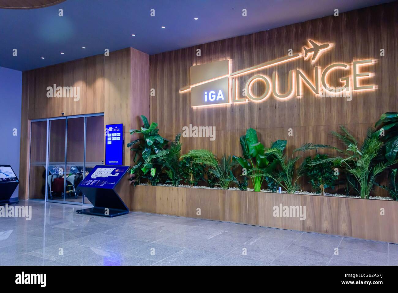 Entrance to the IGA Lounge, Istanbul International Airport, Istanbul, Turkey Stock Photo