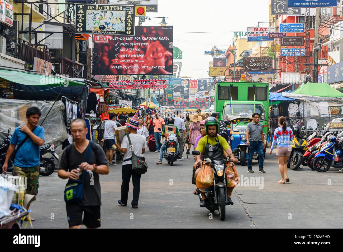 Khaosan Road, a famous walking street with bars and night clubs, in