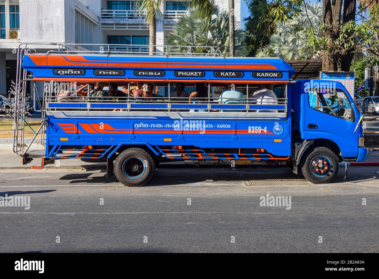 Bus to Phuket Town, Kata, Thailand Stock Photo