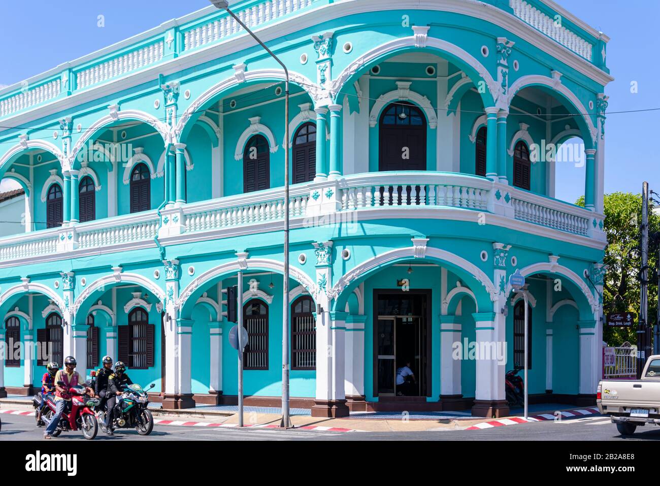 Sino-Portuguese architecture building in Phuket Old Town, Thailand. Stock Photo