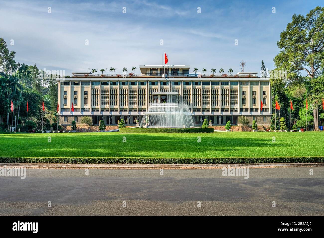 General view of Independence Palace or Reunification Palace and center Ho Chi Minh City, Vietnam Stock Photo
