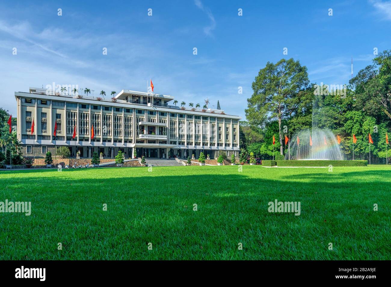 General view of Independence Palace or Reunification Palace and center Ho Chi Minh City, Vietnam Stock Photo
