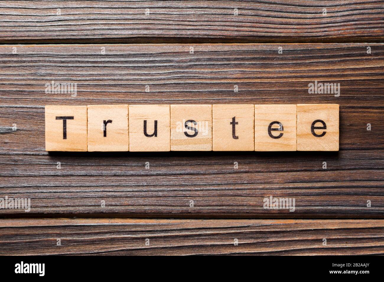 trustee word written on wood block. trustee text on table, concept. Stock Photo