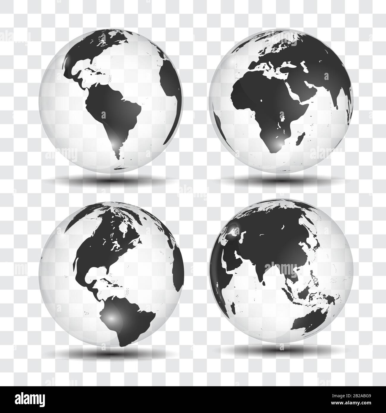 Realistic world map in globe shape of Earth on Transparent Background ...