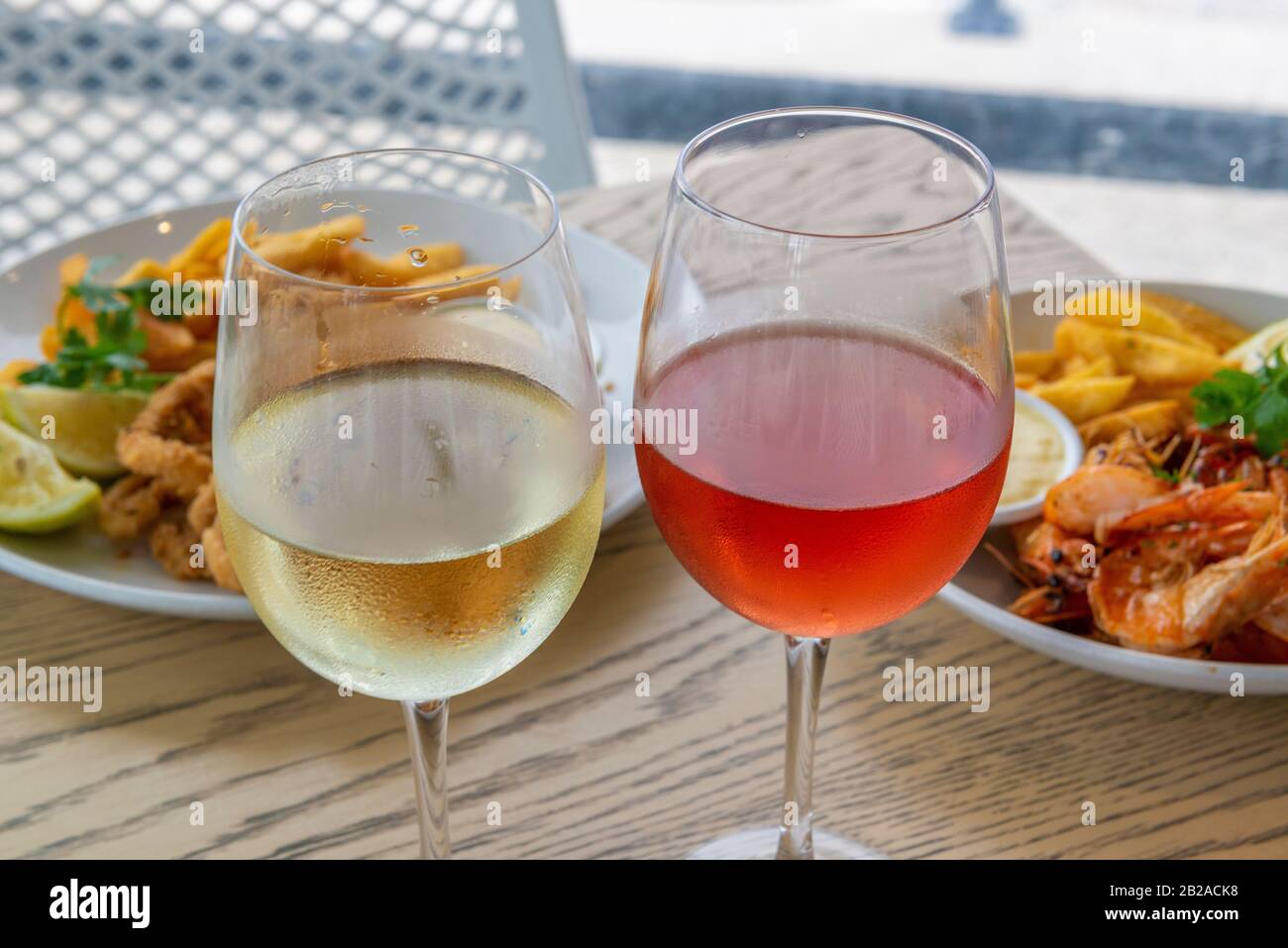 Seafood lunch at restaurant on Knysna Quays, Knysna, Western Cape Province, South Africa Stock Photo