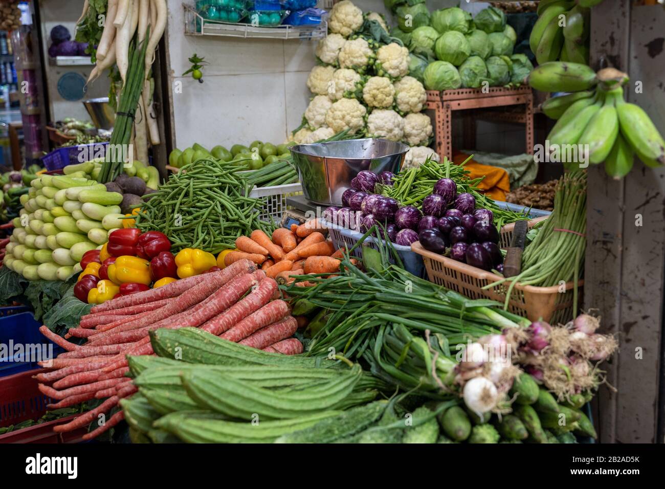 All kinds of fresh vegetables for sale at the Crawford Market in Mumbai