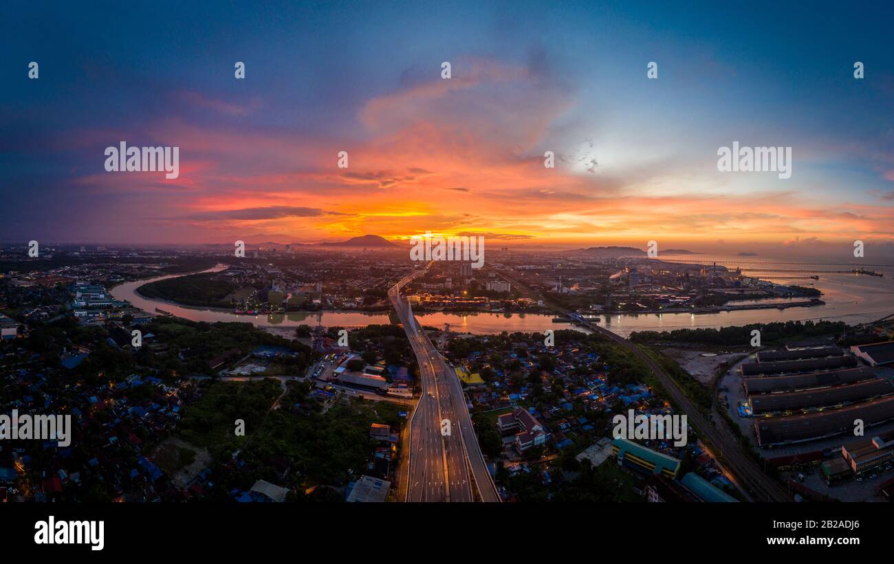 Aerial view of Butterworth, Seberang Perai, Penang, Malaysia Stock Photo
