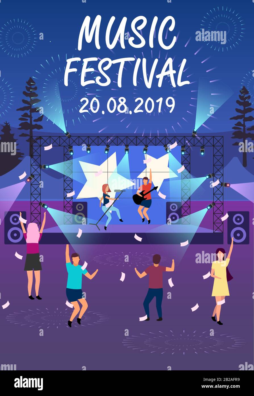 Summer music festival brochure template. Open air. Flyer, booklet
