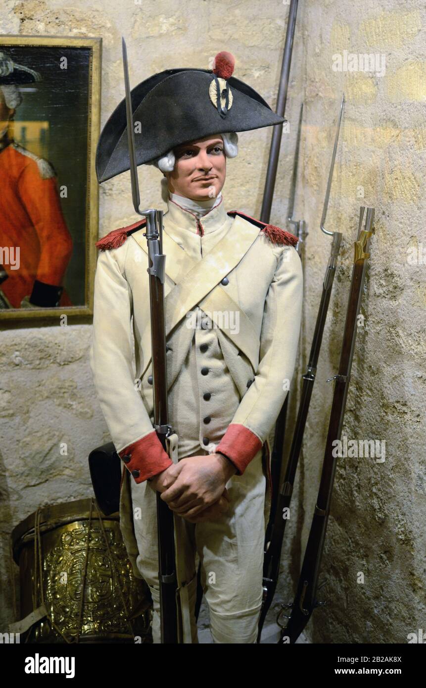 French Soldier in Uniform or French Infantryman from Napoleonic Period in Military Museum, Musée de l'Empéri, Salon-de-Provence Provence France Stock Photo
